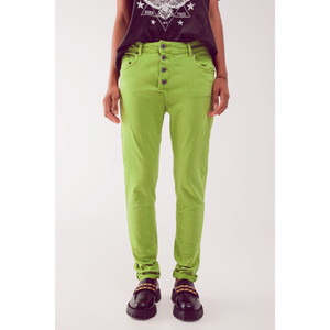 Jeans Ajustados con Botones a la Vista en Verde - Product Image 2
