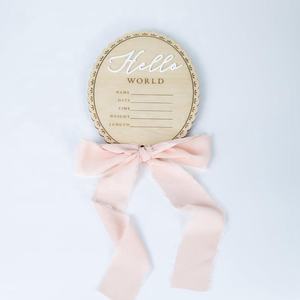 5,9 Zoll Holzschild „Hallo Welt“ zur Begrüßung von Neugeborenen, Geburtsschild mit Babynamen als Foto-Requisite, für Babyparty, Krankenhaus und Kinderzimmerdekoration - Product Image 4