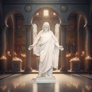 Venta caliente estatua de mármol blanco de tamaño real de <span class=keywords><strong>Jesucristo</strong></span> rezando escultura de estatuilla - Product Image 1