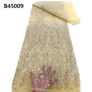 CHOCOO, buen precio, tela de encaje nupcial africano, tela de encaje con cuentas de secuencia blanca bordada para mujer - Product Image 2