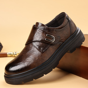 Mocassins en cuir véritable noir à bout rond, semelle extérieure en caoutchouc, semelle intermédiaire en EVA, chaussures souples à enfiler pour homme, collection automne - Product Image 2