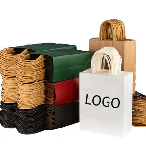Túi Giấy In Tùy Chỉnh Mua Sắm Mang Đi Mua Sắm Túi Giấy Kraft Màu Nâu Trắng Có Tay Cầm - Product Image 1