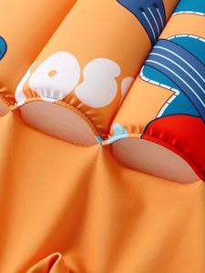 Traje de baño de una pieza de manga corta para niños con barra de flotación desmontable y cremallera trasera - Product Image 6