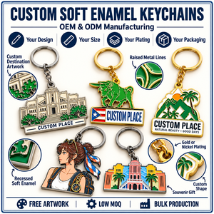 Porte-clés en métal souvenir de Porto Rico, alliage de zinc, forme irrégulière, design anime, fait main, cadeau de voyage, OEM ODM - Product Image 4