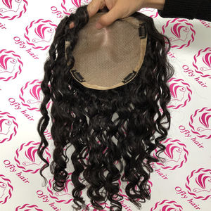 Topper de cheveux vierges brésiliens de luxe 1 pièce pour femmes avec base en soie 10A Remy Hair Natural Wave 2-3 ans toupet blanc - Product Image 1