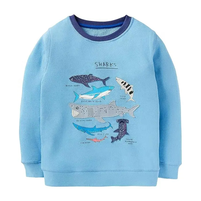 Kaus katun anak-anak baru kustom kualitas tinggi untuk sweter Pullover anak laki-laki harga murah