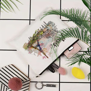Trousse de Maquillage en Toile Imperméable avec Fermeture Éclair et Motif Lettres, Souvenir de <span class=keywords><strong>Paris</strong></span>, Idéal Cadeau Enterrement de Vie de Jeune Fille - Product Image 4