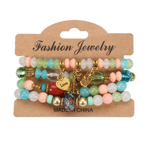 Fashion <b>Beaded</b> <b>Bracelets</b> Set Multi Layer Crystal Rhinestone Love Charm Women's Gift Made In China - Product Image 5