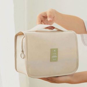 Pochette de maquillage multifonctionnelle de voyage avec fermeture éclair, sac cosmétique imperméable en tissu Oxford, sac de toilette suspendu avec crochet - Product Image 3