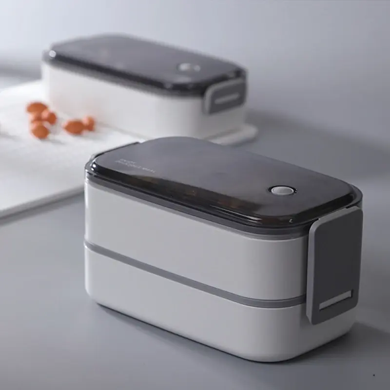 Rechthoekige Dubbellaagse Voedselcontainers Thermisch Geïsoleerde Lunchbox Lekvrije Metalen Roestvrijstalen Bento Box Lunchbox