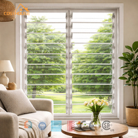Fenêtre à persiennes en aluminium et verre, fenêtre à ventilation réglable pour villa, certifiée CE, fabricant OEM sur mesure