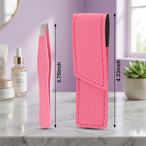 Pinzas para Cejas de Acero Inoxidable Rosa, Punta Inclinada y Puntiaguda, Estilo Moderno y Duradero, con Estuche, 3.75 Pulgadas - Product Image 4