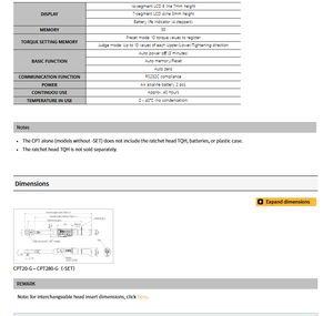 TOHNICHI, ผลิตในประเทศญี่ปุ่น, ประแจวัดแรงบิดดิจิตอล: CPT20X10D-G, CPT50X12D-G, CPT100X15D-G, CPT200X19D-G, CPT280X22D-G - Product Image 6