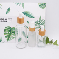 Ramah lingkungan kosmetik buram bahu datar 20ml botol Serum dengan tutup bambu