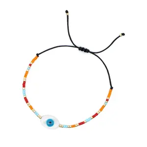 Moyamiya pulseira artesanal de miyuki, bracelete de miçangas de semente com pulseira malha, acessórios para mulheres