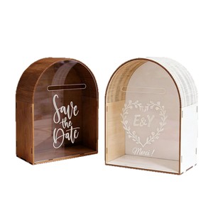 Boîte cadeau transfrontalière en bois pour cartes de vœux de mariage, boîte aux lettres de mariage créative en forme d'arche, décoration de fête. - Product Image 5