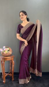 ชุด100% ผ้าไหมบริสุทธิ์ banarasi สำหรับผู้หญิงชุดงานปักหินหินที่สง่างามสำหรับงานปาร์ตี้ทางการขายส่ง - Product Image 3