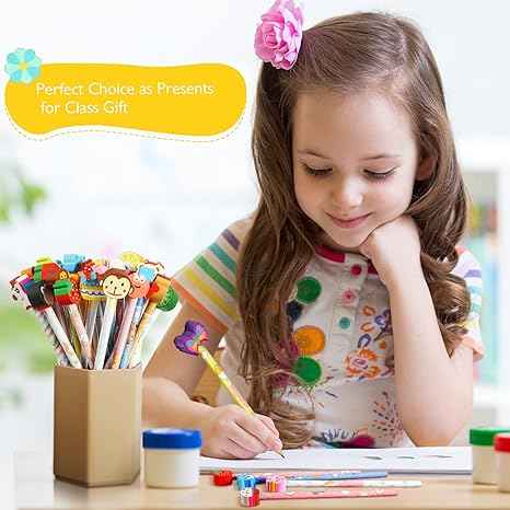 Children Pencil Creative Student Wooden Cute Animal Eraser Head Pencil Stationery Wholesale