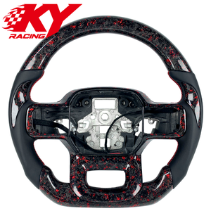 พวงมาลัยหนังแท้คาร์บอนไฟเบอร์ฟอร์จ สำหรับรถฟอร์ด F150 F250 F350 LT XLT เชลบี้ แร็ปเตอร์ เรนเจอร์ เอ็กซ์พลอเรอร์ SVT แบบปรับแต่งได้ - Product Image 1