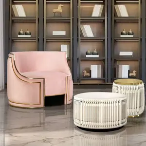 New Designed Luxury Inspired Designer Velvet And Brass Sectional Armchair Sofa Set