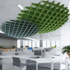 Polyester elyaf tavan akustik döşeme ses emici dekoratif paneller asılı süper yanmaz gürültü