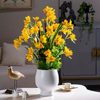 9 tiges de lys parfumés en pot blanc, 29,53 pouces, arrangement de fleurs artificielles pour centre de table, décoration intérieure