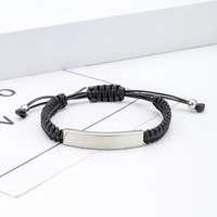 Ywyougang - Pulseras Ajustables de Joyería de Moda Personalizadas, Grabado Láser, Tejidas a Mano, Cadena de Acero Inoxidable y Poliéster, Aniversario