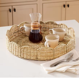 Bandeja de Servicio Tejida a Mano de Ratán Natural, Cesta de Almacenamiento con Forma de Flor - Product Image 3