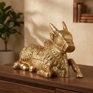 Figura Decorativa de Latón Hecha a Mano, Estilo Tradicional, Diseño de Vaca Nandi, Ideal para la Celebración de Diwali - Product Image 5