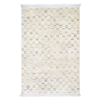 Turkua Home INC0106 Inci Cream Checkerboard Woven Rug 10mm Washable Eco-Friendly PET Friendly Modern Scandinavian Anti-Slip