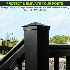 Tapa de poste piramidal de aluminio de 3'' de calidad, marco metálico para poste de valla, fácil de montar, herrajes modernos para vallas, balcones y patios BH - Product Image 5