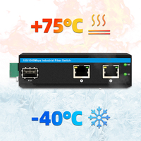 Konverter Serat Optik Mini 10/100/1000mbps Switch Jaringan Din 1SFP+2RJ45