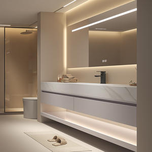 Muebles de Baño Modernos con Estructura de MDF Melaminado, Puerta Lacada, Asientos Inferiores, Cajones, Espejos, Lavabos - Product Image 3