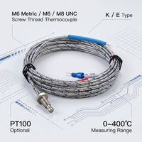 Probe Suhu Tipe K/E PT100 dengan Kabel Berlapis Logam dan Pelindung, Terminal U Fork, 0.2-5m, Kabel Kustom untuk Oven Cetak Injeksi