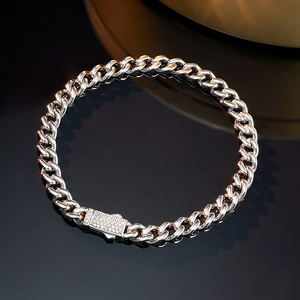 Grace Jewel新着925スターリングシルバーモナコチェーンブレスレットマイアミキューバチェーンブレスレット男性用ジルコン付き - Product Image 1