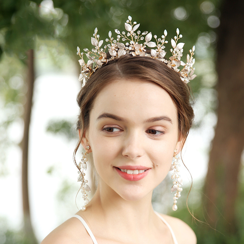 Оптовая продажа, свадебная тиара ручной работы с жемчугом и кристаллами