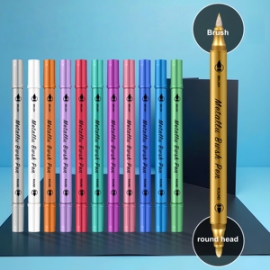 Marcadores de Pintura Metálica Plateada y Dorada |   Rotulador Permanente de Punta Fina a Prueba de Agua para Pintar Rocas, Decoración de Regalos, Manualidades Escolares y de Oficina - Product Image 5