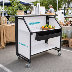 Aluminum Folding Portable Event <b>Bar</b> 47.75 * 19.5 * 42.75in, Portable <b>Bar</b> Cabinet Mobile Bartender Station with Top and Middle - Product Image 1