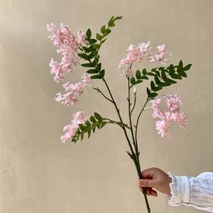 Fleurs artificielles Muyu Chronicles, branche unique de fleurs de locuste, fleurs en soie et plastique mélangées, décorations de mariage faites à la main - Product Image 4