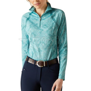Women Horse Riding <b>Long</b> <b>Sleeves</b> Zip <b>Base</b> <b>Layer</b> 4 Way Stretchy Equestrian Clothing Rider Shirt for Sale - Product Image 5
