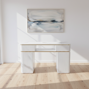 Nouveau 2025 Ensemble de table à ongles sans cadre avec aspirateur intégré, surface marbre noir, mobilier commercial de luxe léger, Modèle 2 Rock - Product Image 1