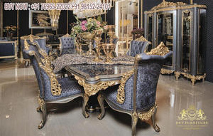 Ensemble de table à manger en teck avec finition argentée métallique moderne DST EXPORTS - Meubles de salle à manger durables, couleur et taille personnalisables - Product Image 2