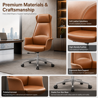 Chaise de bureau de direction en cuir à dossier haut, réglable en hauteur, pivotante, ergonomique, pour manager, bureau à domicile