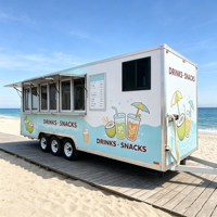 Maßgefertigter Box-Style Food Trailer Mobiler Kaffeewagen Voll Ausgestatteter Verkaufsstand Edelstahlrahmen Rostfrei Süßigkeiten-Chips-Kiosk