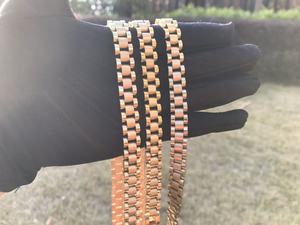 Kalung Rantai Kuba Desain Klasik Berlapis Emas Stainless Steel untuk Wanita Pria Perhiasan Rantai Nugget Rollie - Product Image 3