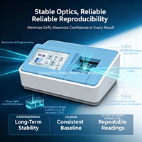 Espectrofotómetro UV Vis de doble haz con pantalla táctil, lámpara de halogenuro de deuterio de 190-1100nm, para materiales alimentarios, clínicos y ADN, con software para PC