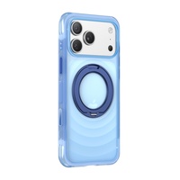 Étui de téléphone magnétique translucide mat de luxe à effet ondulé pour iPhone 17 16 Pro Max avec protection à 360° °   Support rotatif pour téléphone avec coque antichoc