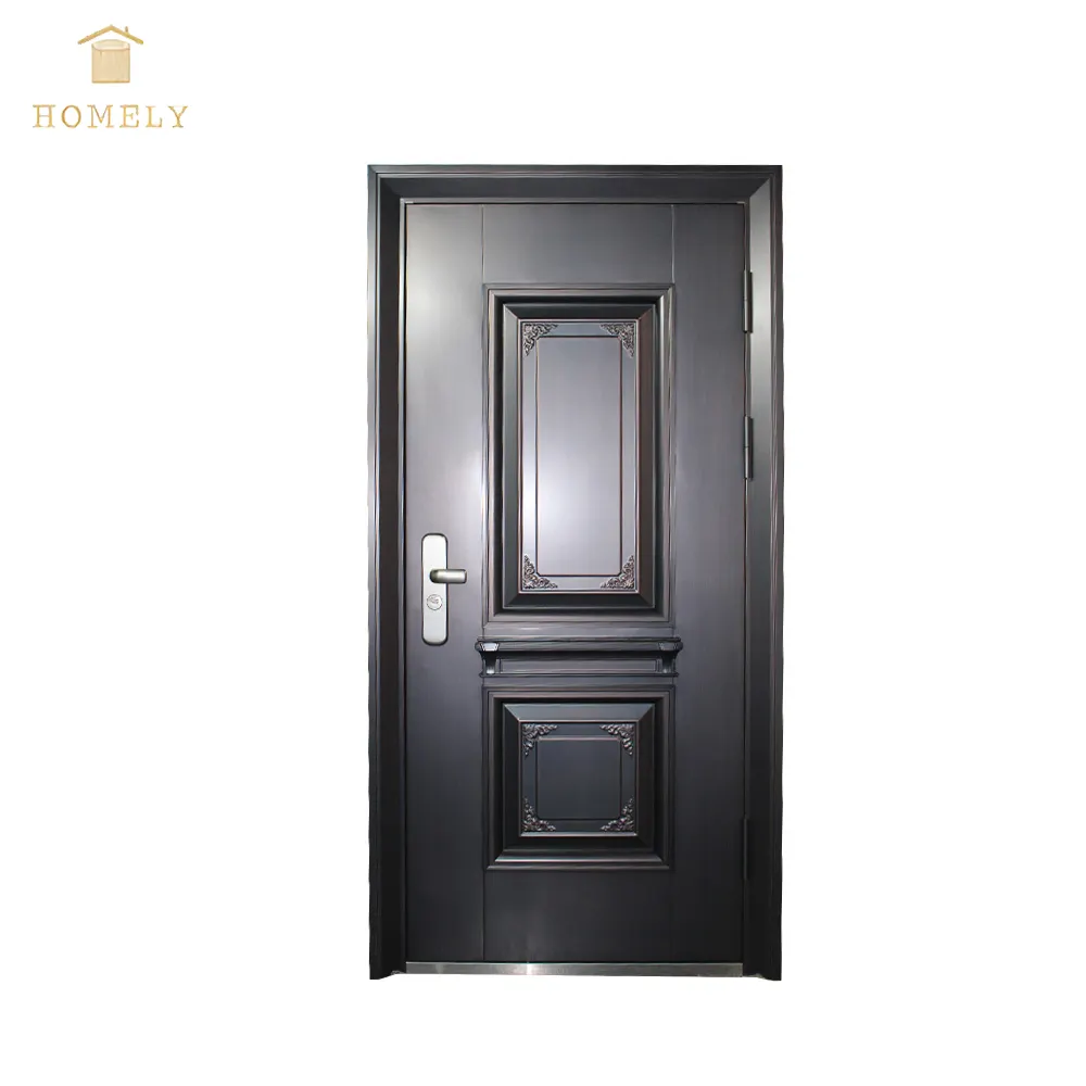 بثروة الرئيسية باب الأمن مدخل تصاميم مزدوجة الصلب الباب مع مقبض ذهبي مطرقة قفل