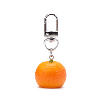 Schattig 3D Mandarijn Sinaasappel Karabijnhaak Sleutelhanger Plastic Fruit Hangertje Tas Charm Groothandel UV Gedrukt Aangepast Logo Modeaccessoire