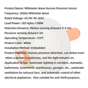 <span class=keywords><strong>Sensor</strong></span> <span class=keywords><strong>de</strong></span> Presencia Humana <span class=keywords><strong>de</strong></span> Onda Milimétrica <span class=keywords><strong>de</strong></span> 24G, <span class=keywords><strong>Sensor</strong></span> <span class=keywords><strong>de</strong></span> Radar Montado en el Techo, Interruptor <span class=keywords><strong>de</strong></span> <span class=keywords><strong>Luz</strong></span> que <span class=keywords><strong>se</strong></span> Mantiene Encendido Cuando Hay una Persona Presente - Product Image 6